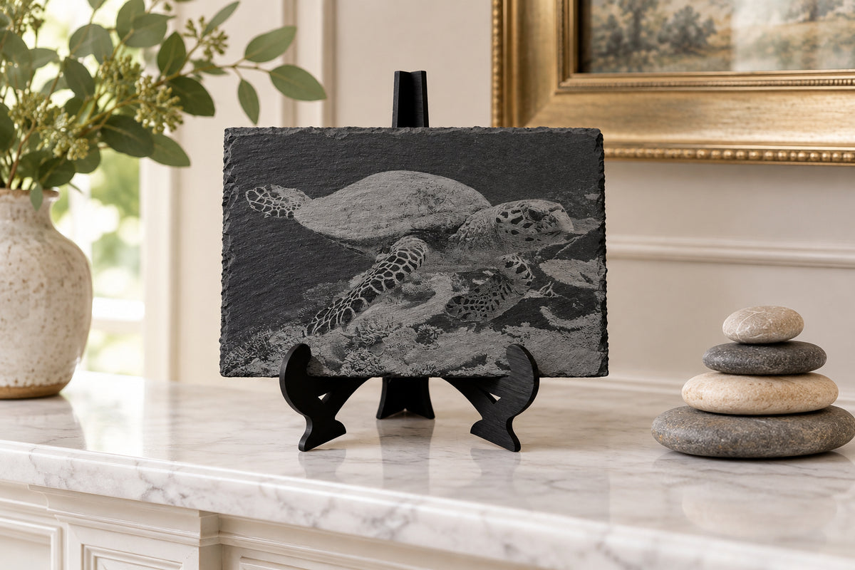 Slate, Lasered engraved, Sea Turtle