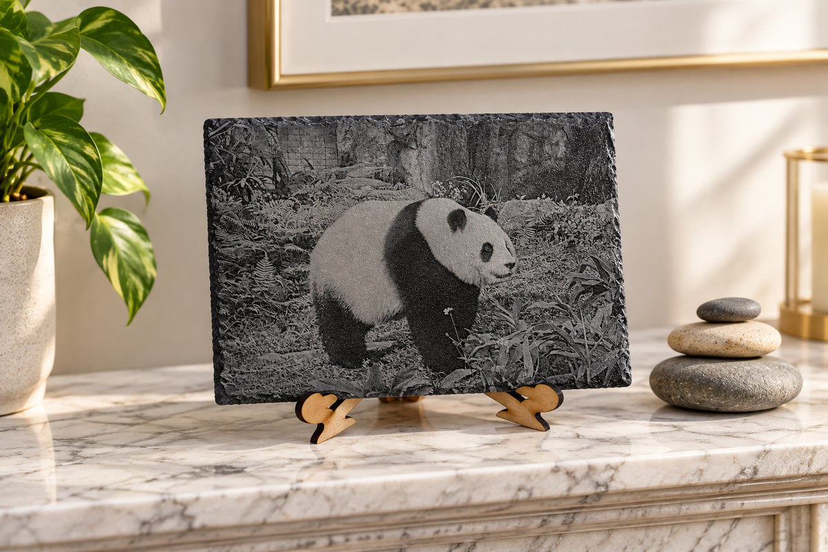 Laser-engraved slate, Panda