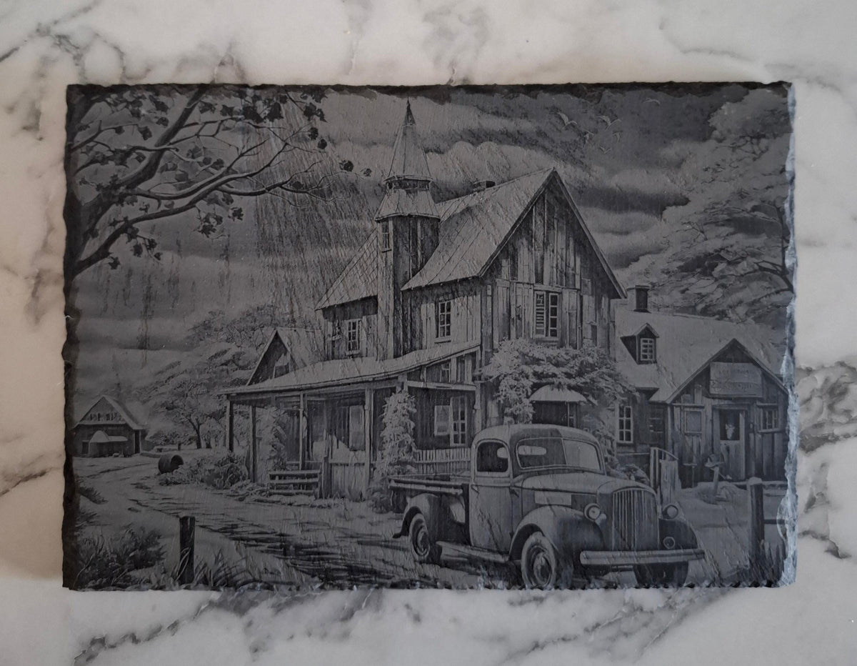 Slate, Lasered engraved, Farm House