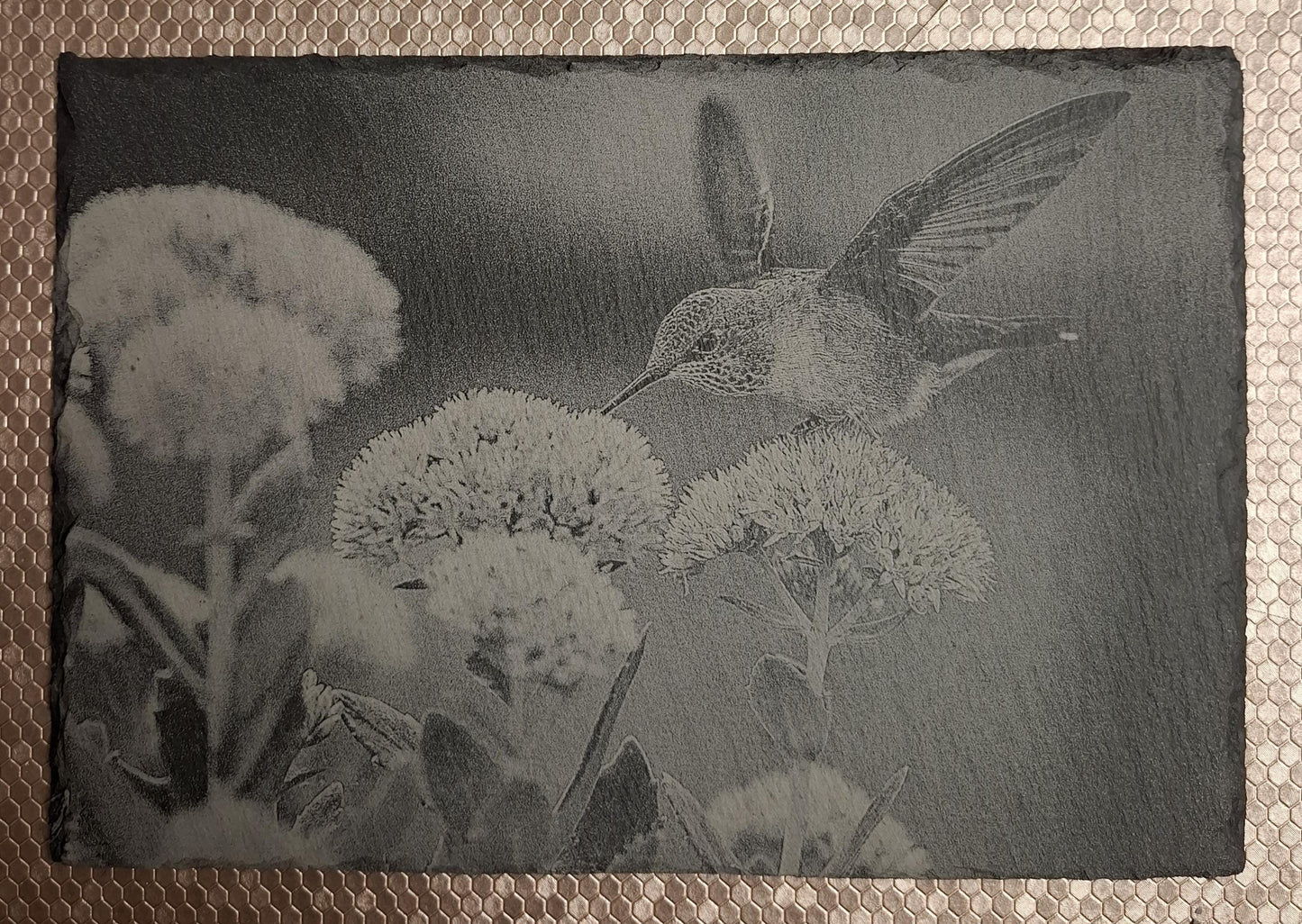 Slate, Lasered engraved, Humming bird