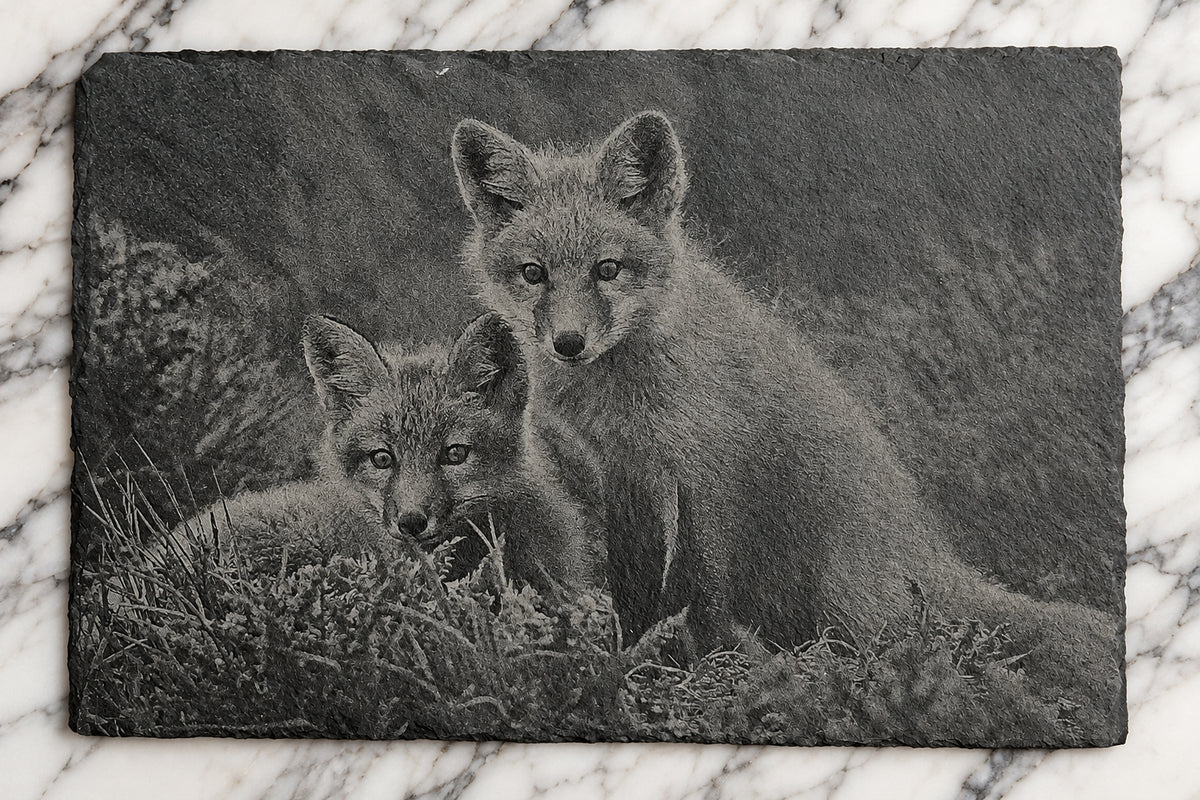 Slate, Lasered engraved, Fox