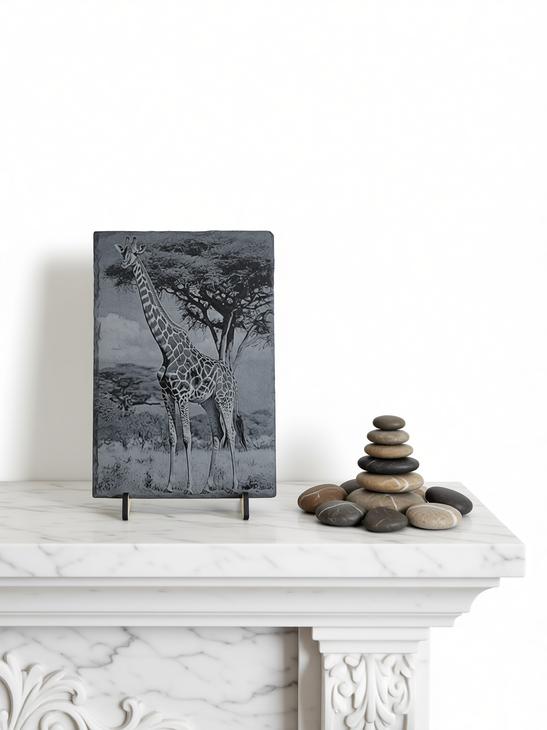 Charming laser-engraved slate of a Giraffe