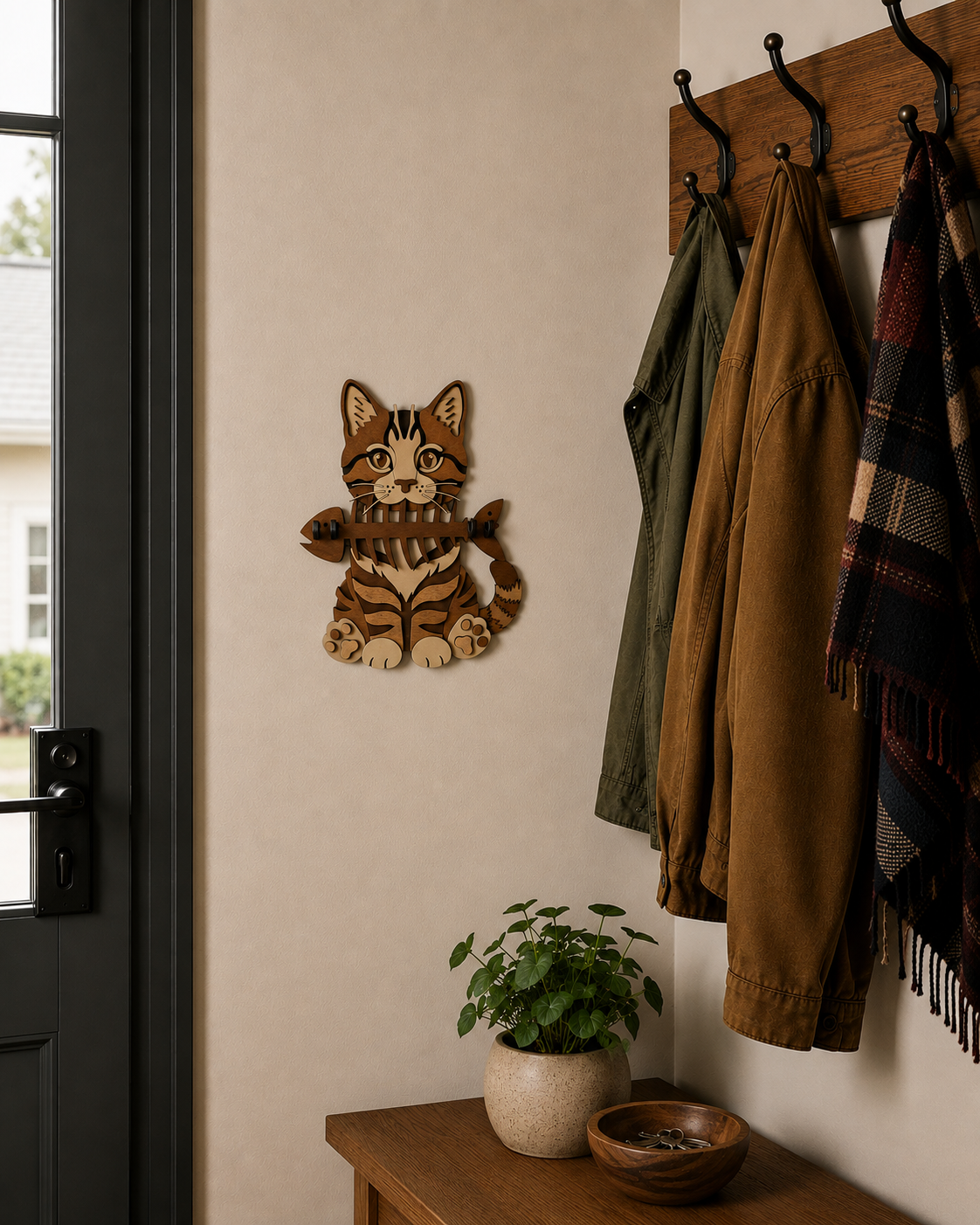 Tabby cat key hooks