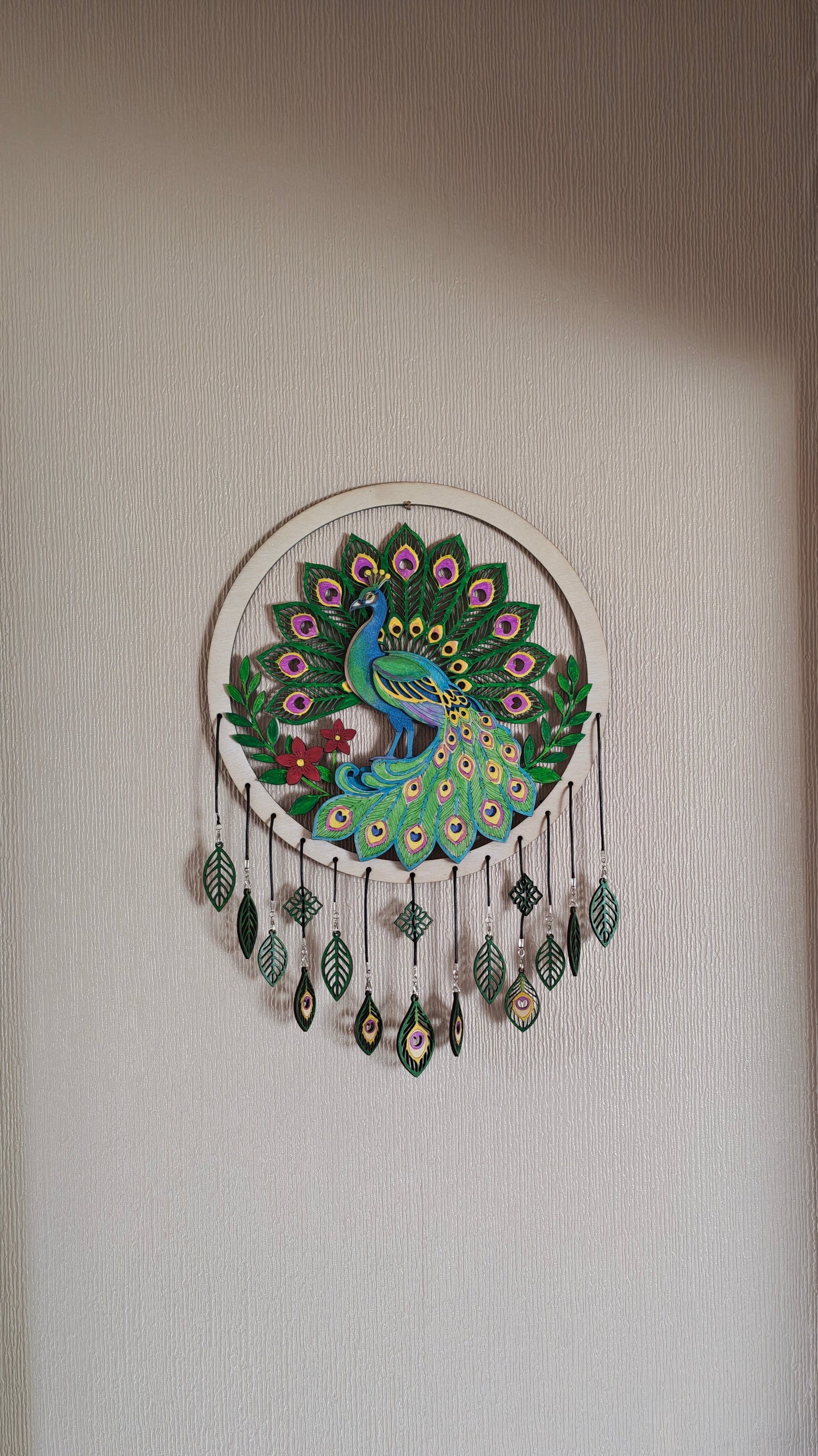 Multi Layered Peacock laser cut wall art