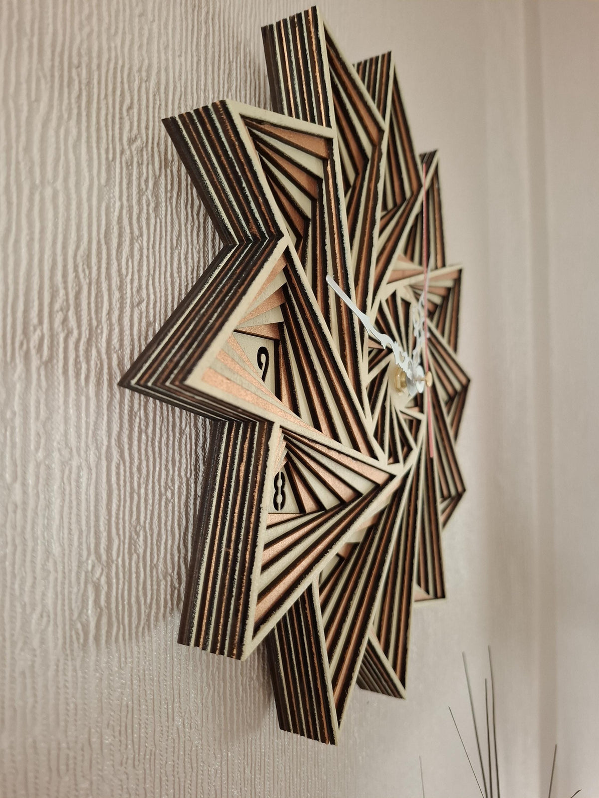 Multi layered laser cut wall art Clock.