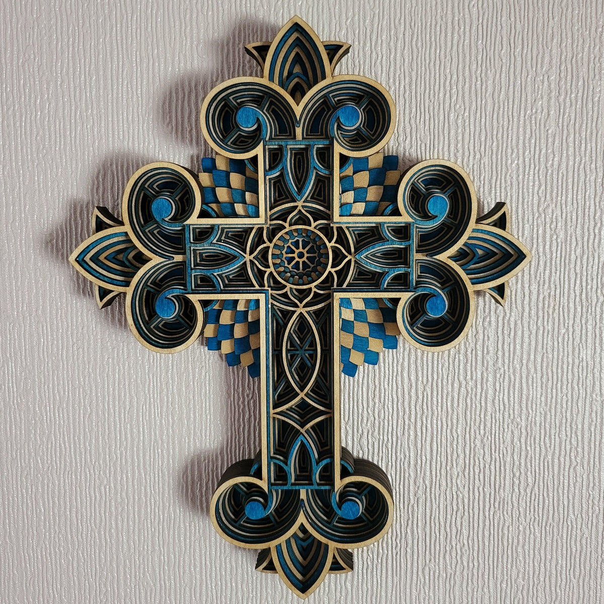 Multi Layered laser cut wall art Cross