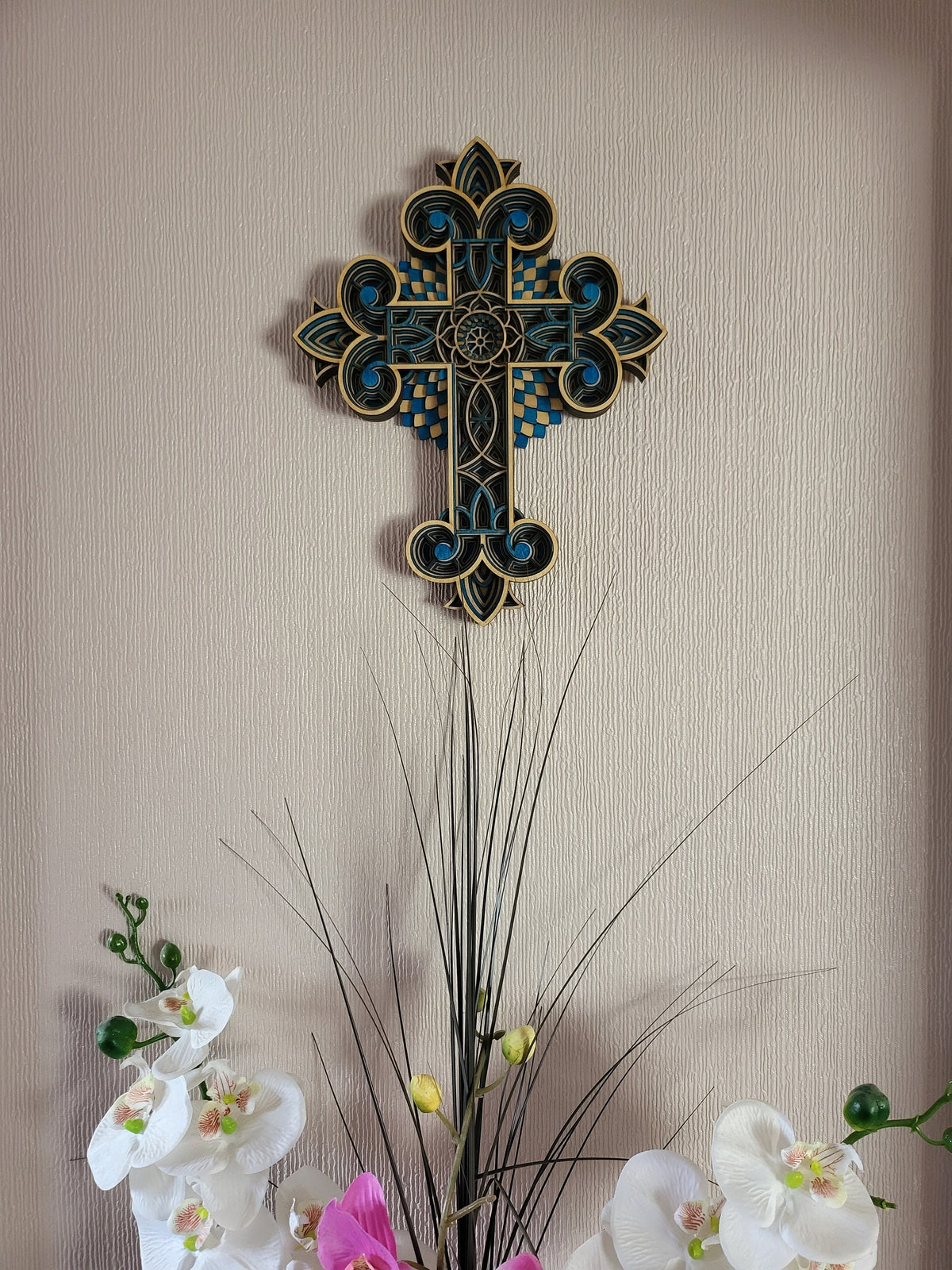Multi Layered laser cut wall art Cross