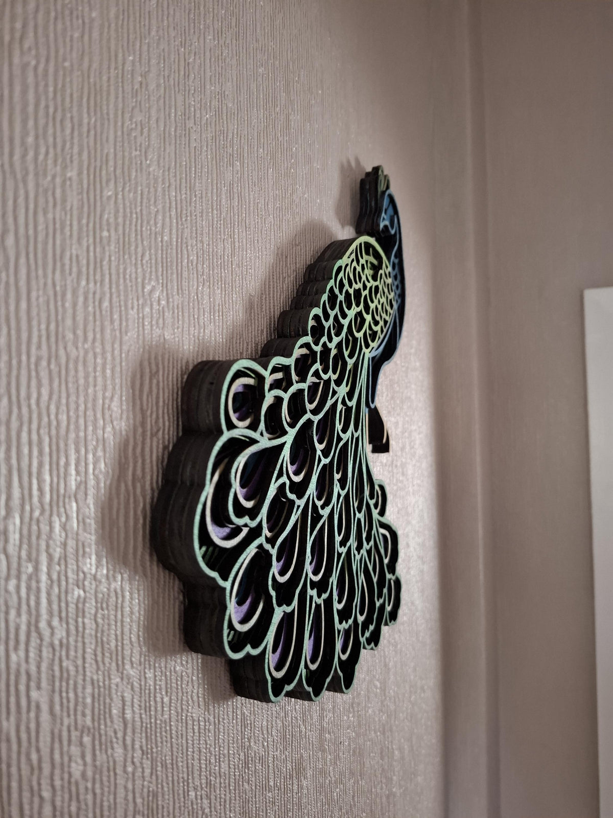 Multi Layered Peacock laser cut wall art