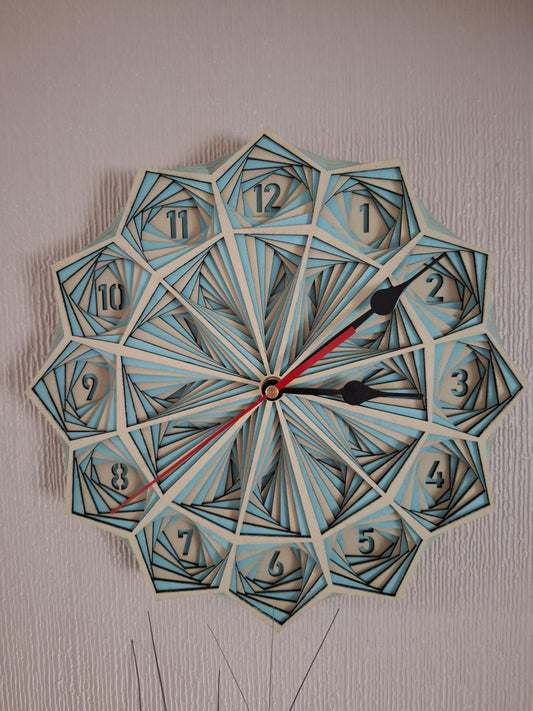 Multi Layered laser cut wall art clock