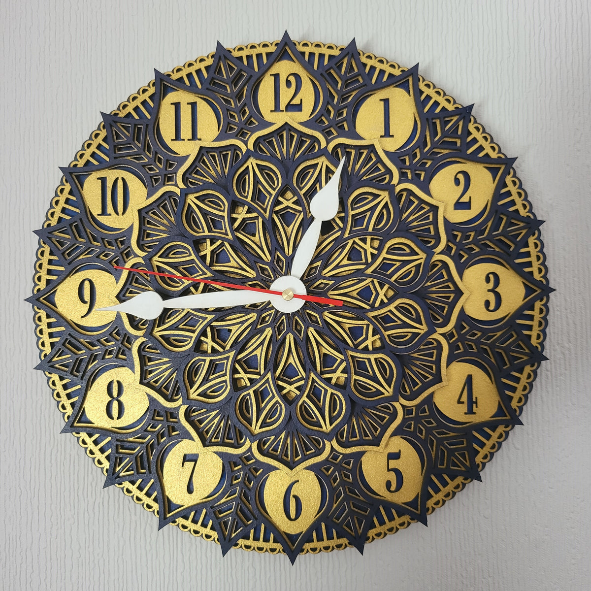 Multi layered laser cut wall art Clock.