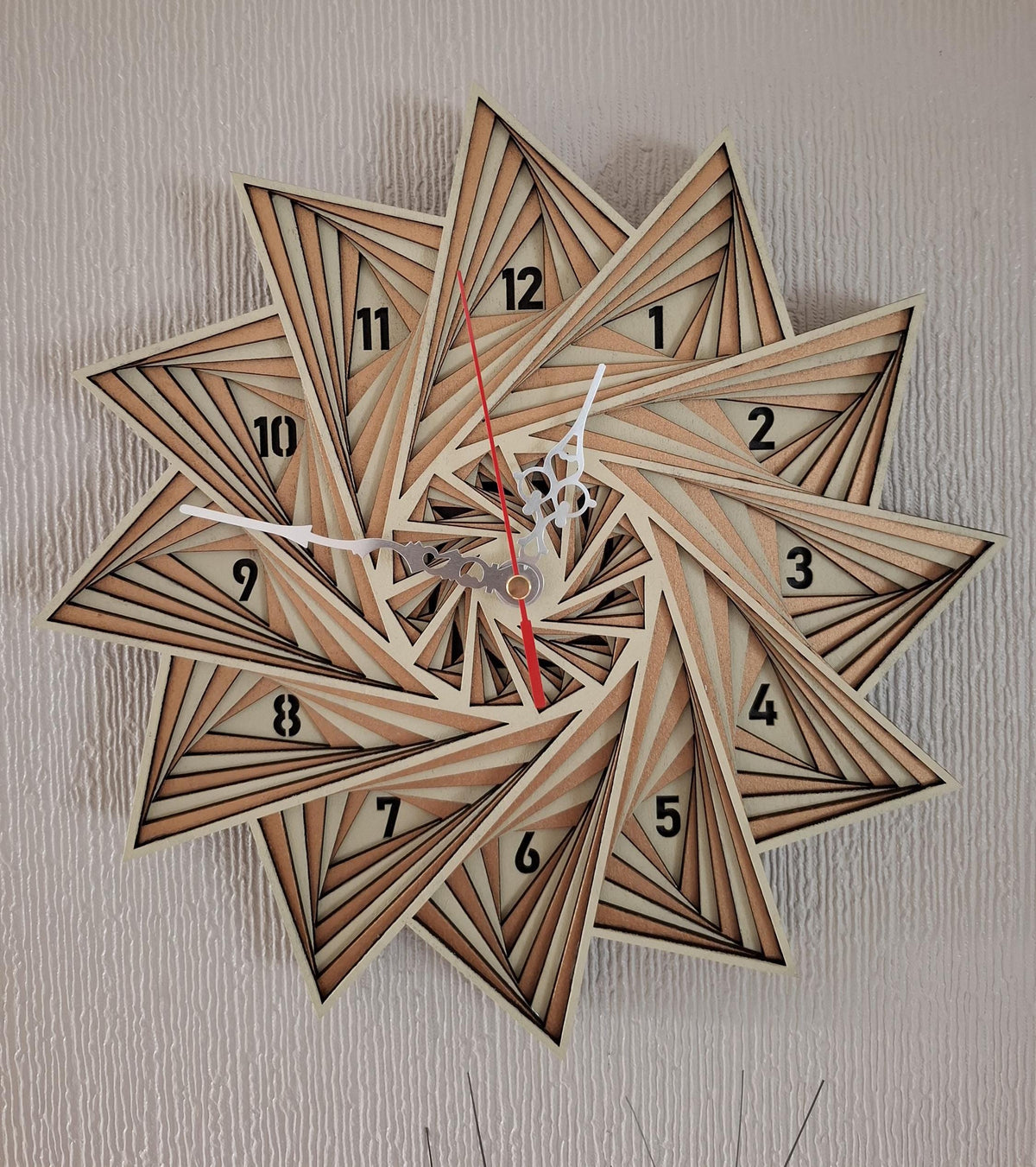 Multi layered laser cut wall art Clock.