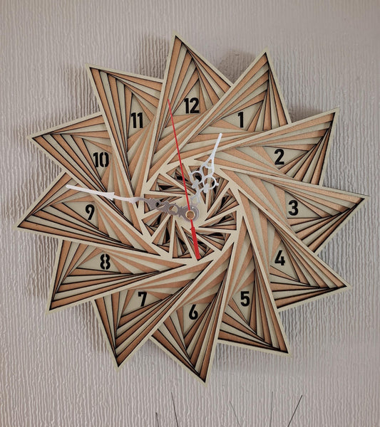 Multi layered laser cut wall art Clock.