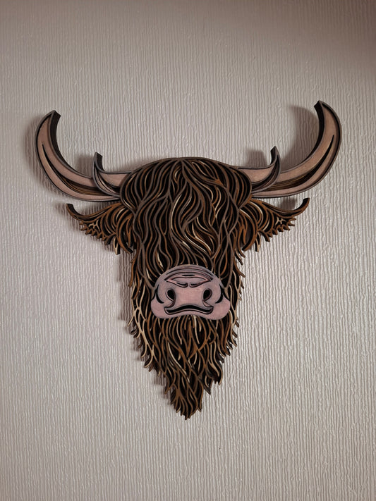 Highland cow Layered laser cut wall art