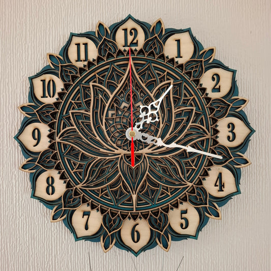 Multi Layered laser cut wall art clock
