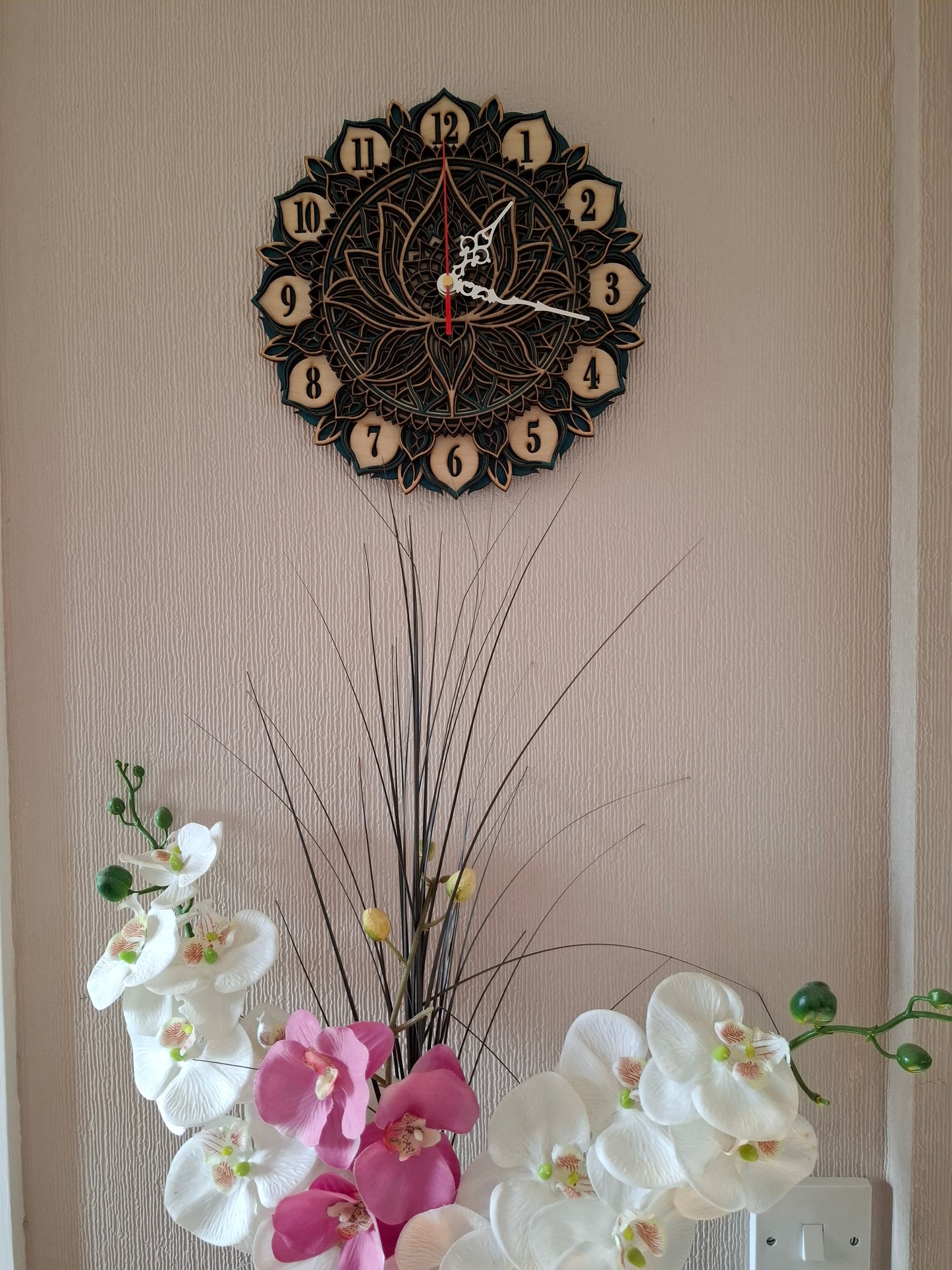 Multi Layered laser cut wall art clock