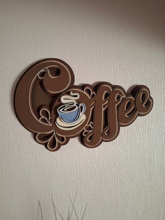 Multi layered laser cut wall art Coffee sign