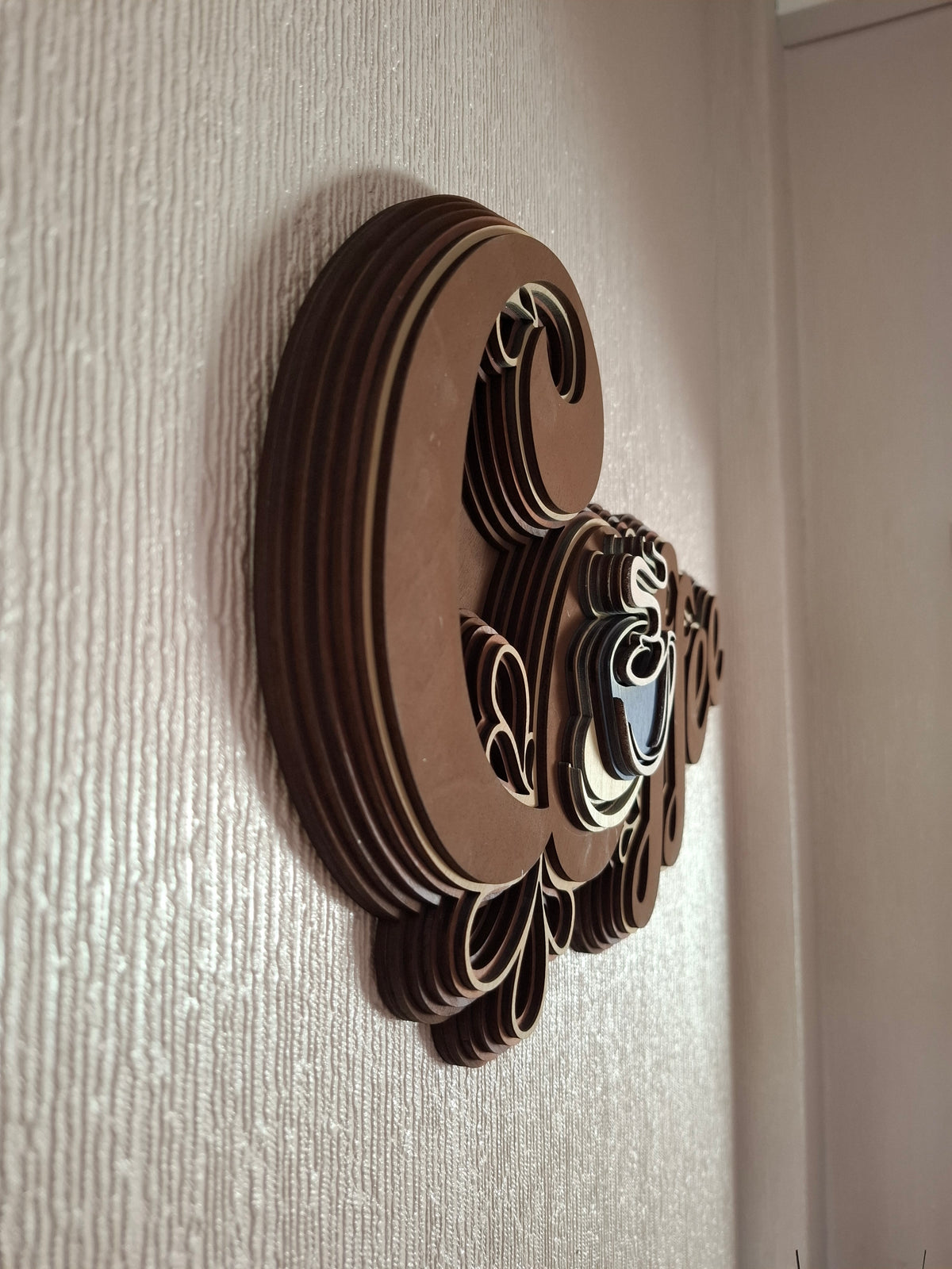 Multi layered laser cut wall art Coffee sign