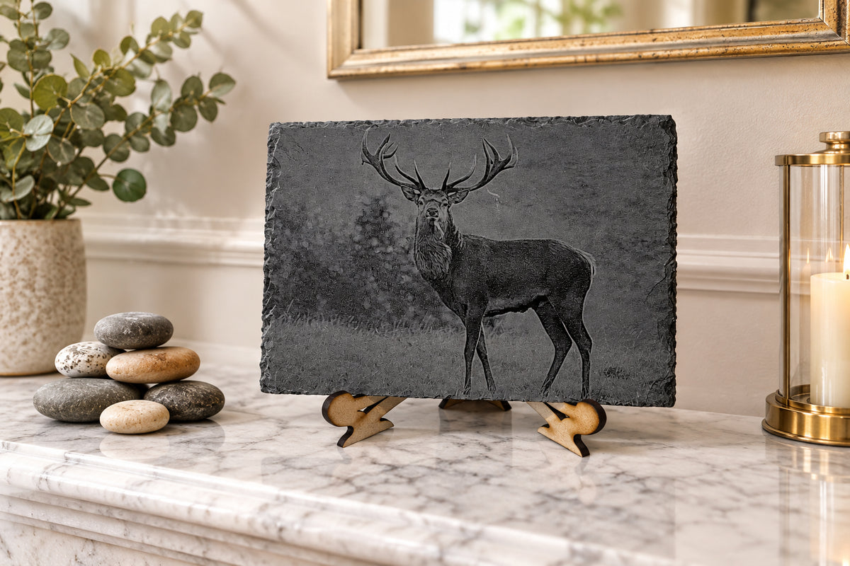Slate, Lasered engraved, Stag