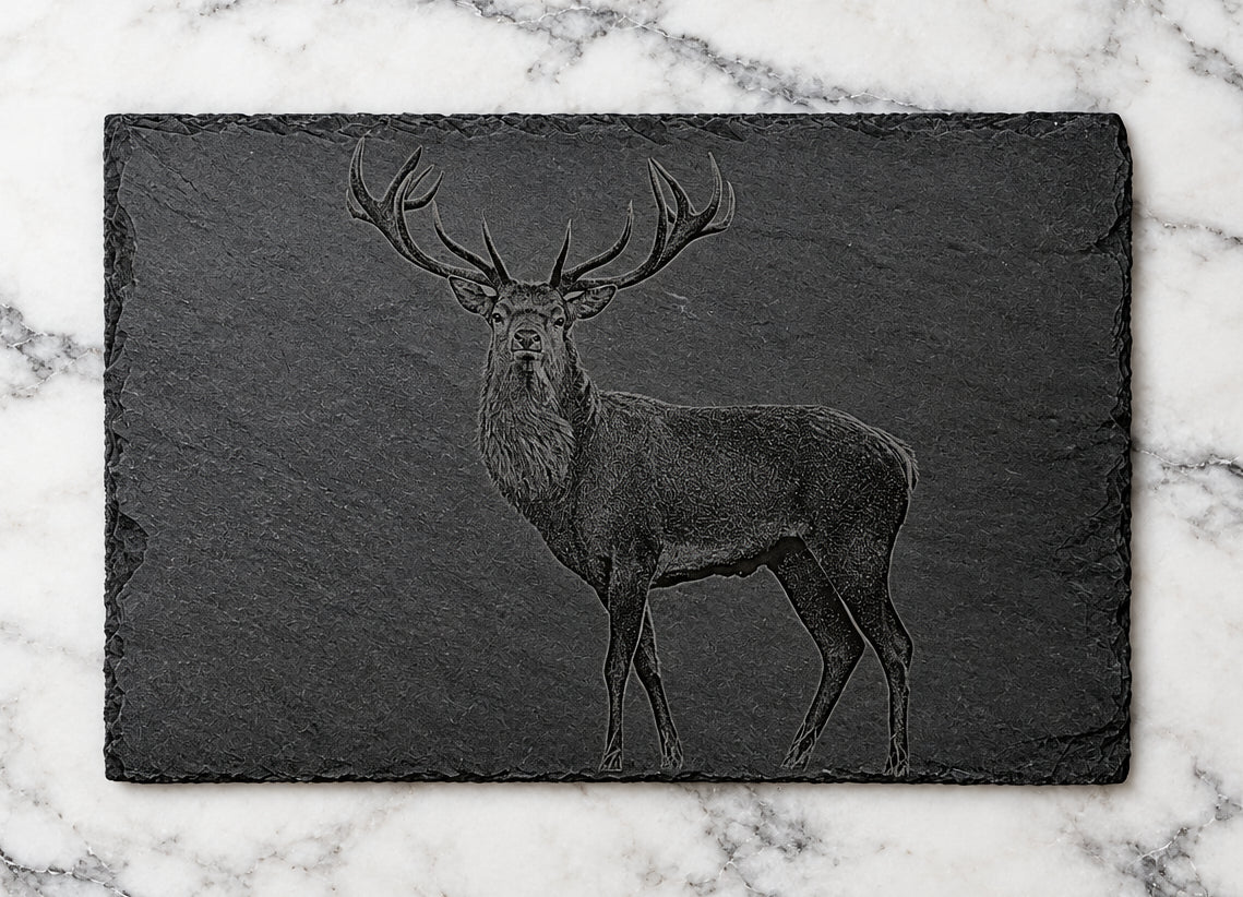 Slate, Lasered engraved, Stag
