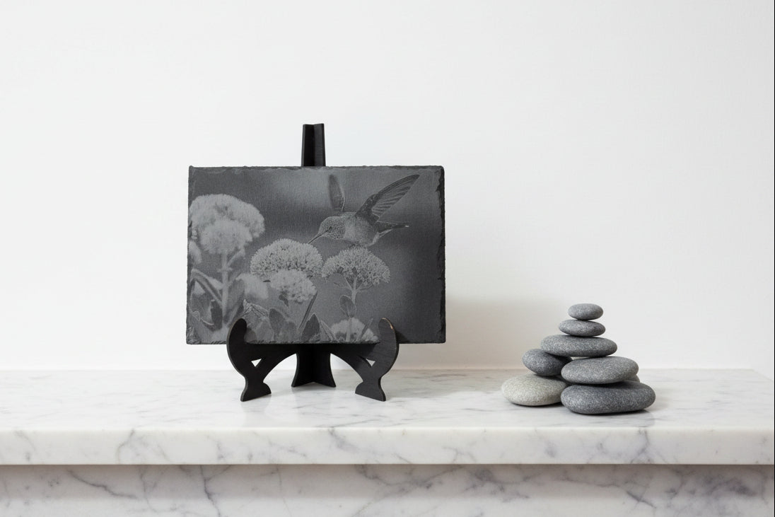 Slate, Lasered engraved, Humming bird