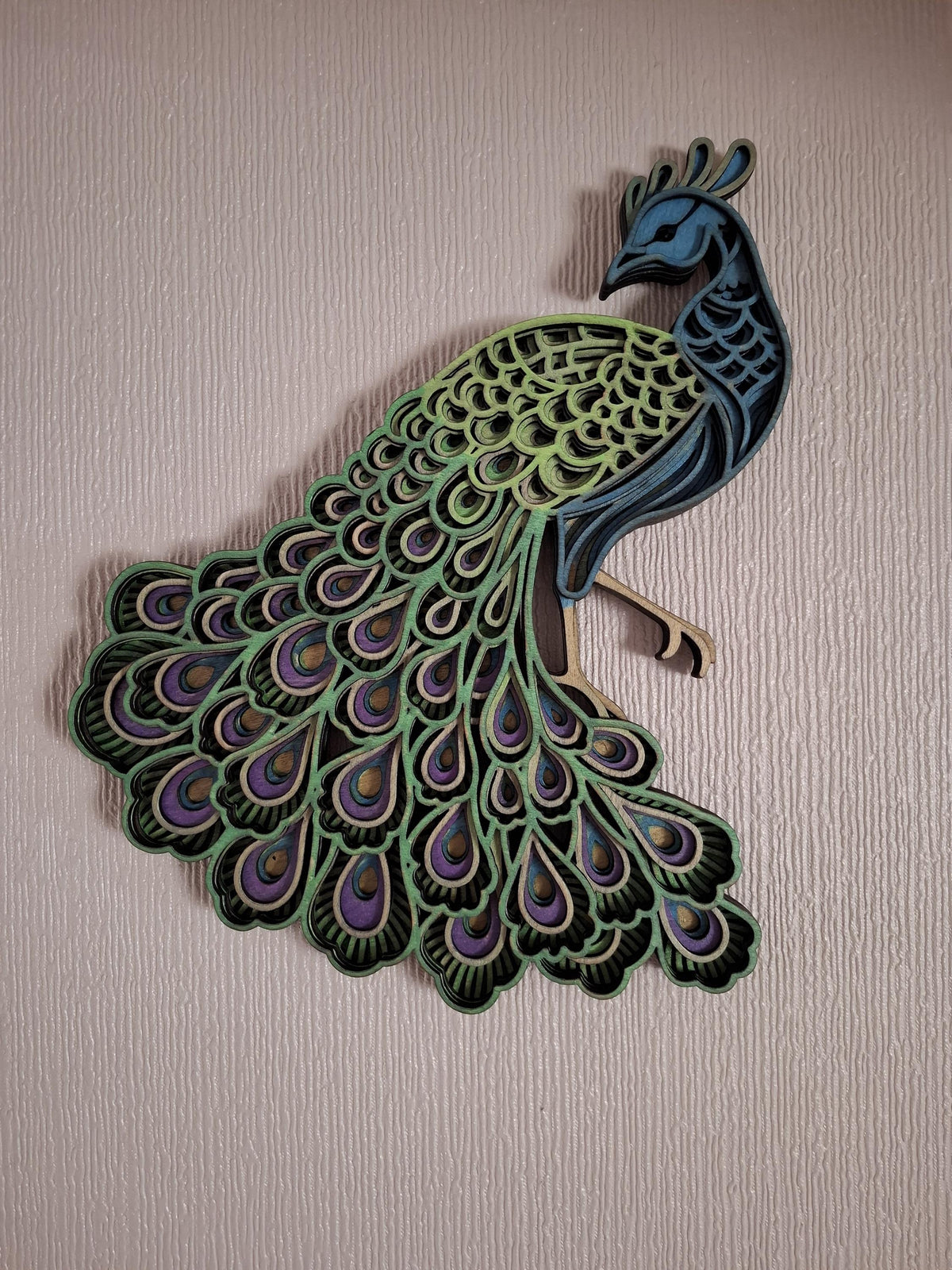 Multi Layered Peacock  laser cut wall art