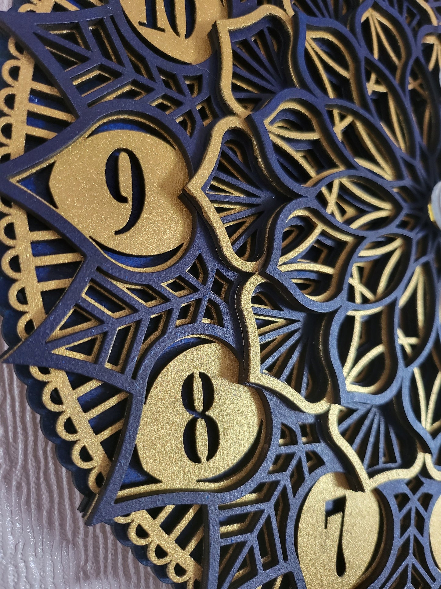 Multi layered laser cut wall art Clock.