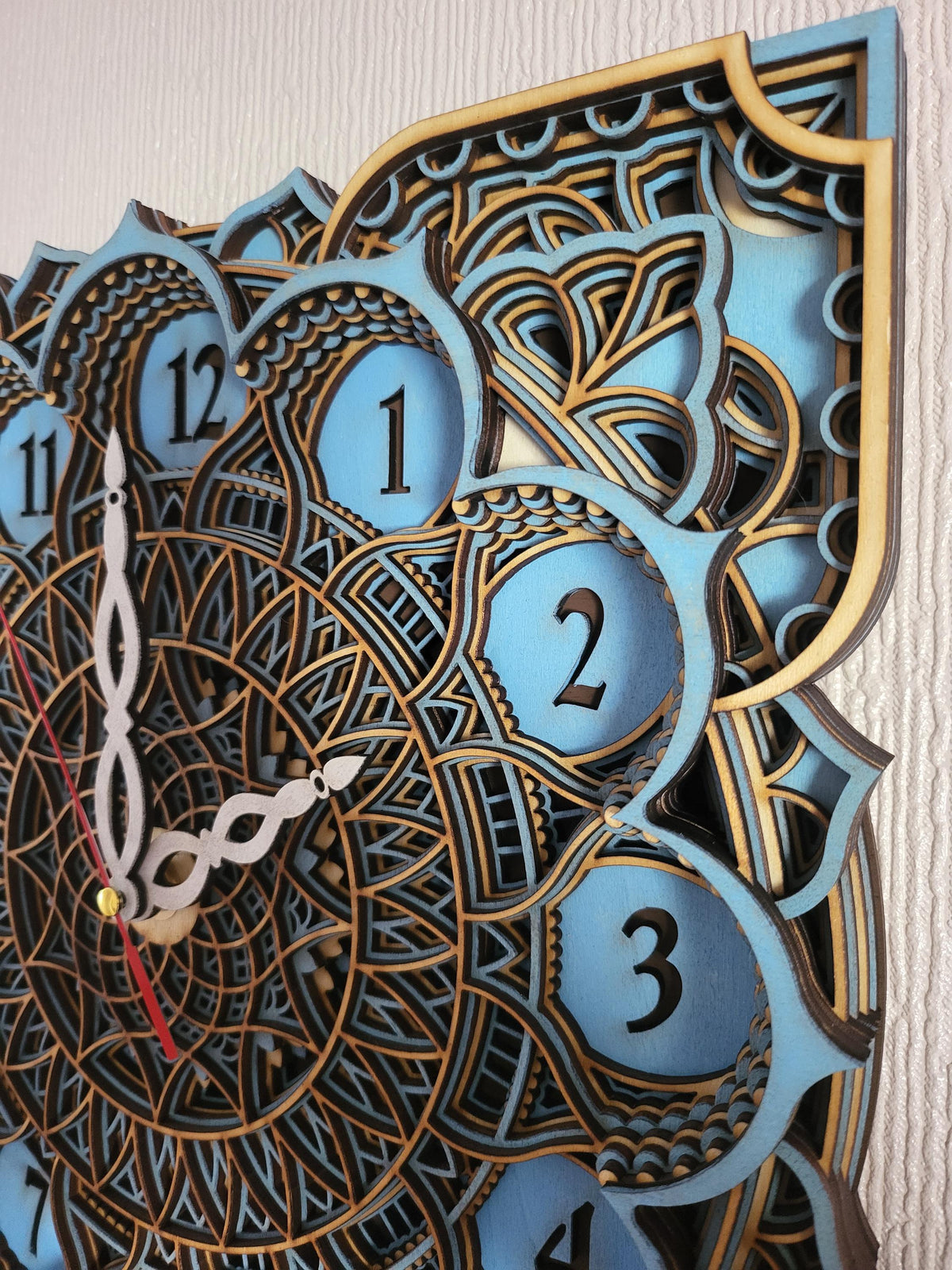 Multi layered laser cut wall art Clock.