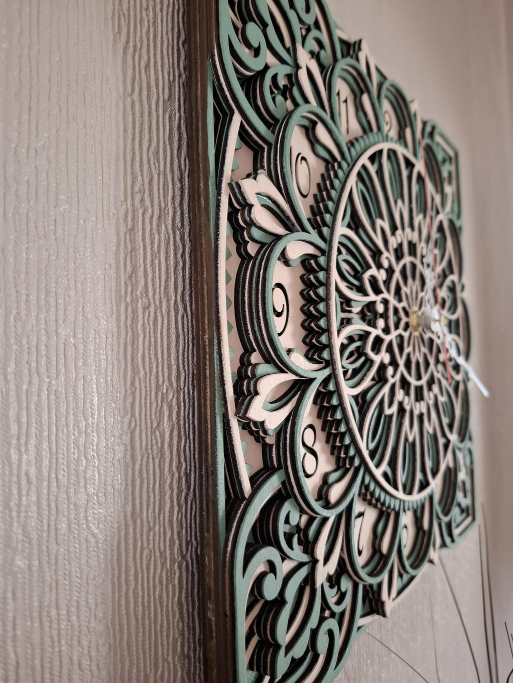 Multi layered laser cut wall art Clock.