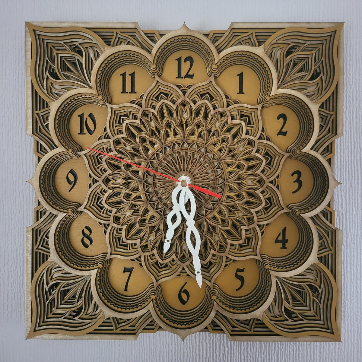 Multi Layered laser cut wall art clock
