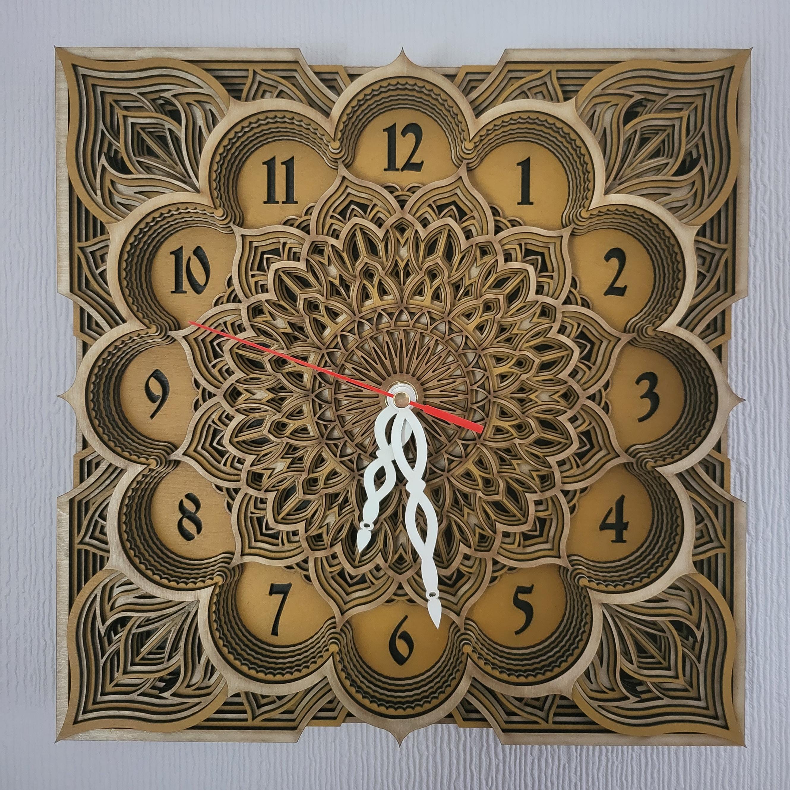 Multi Layered laser cut wall art clock