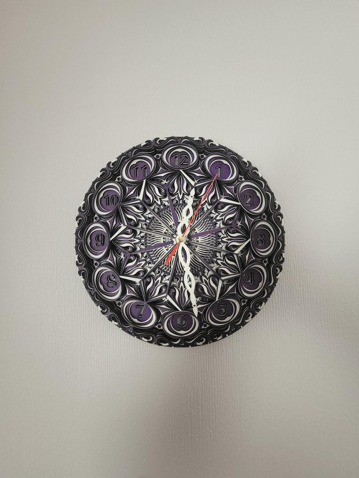 Multi layered laser cut wall art Clock.