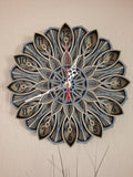 Multi layered laser cut wall art Clock.