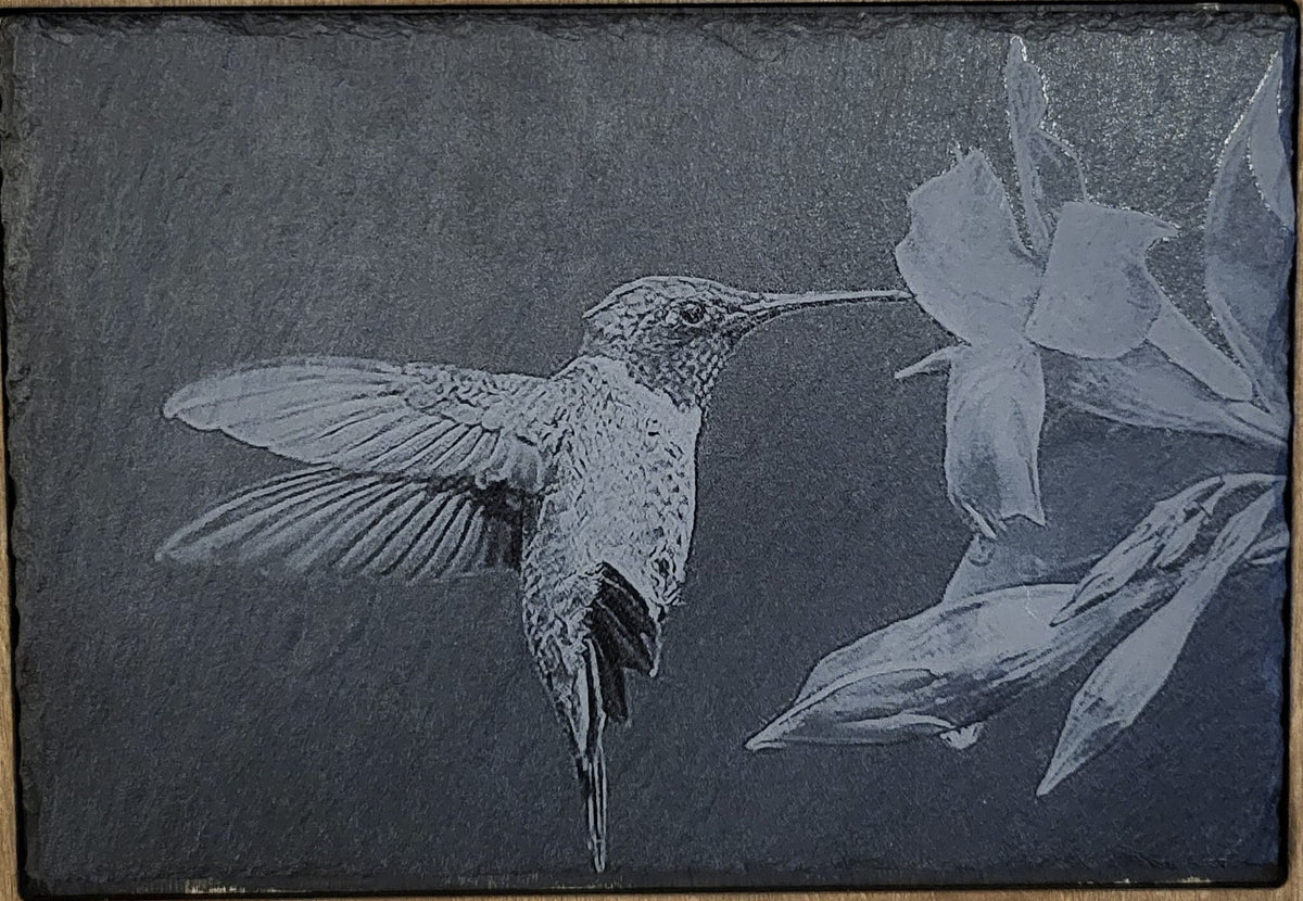 Slate, Lasered engraved, Humming bird,