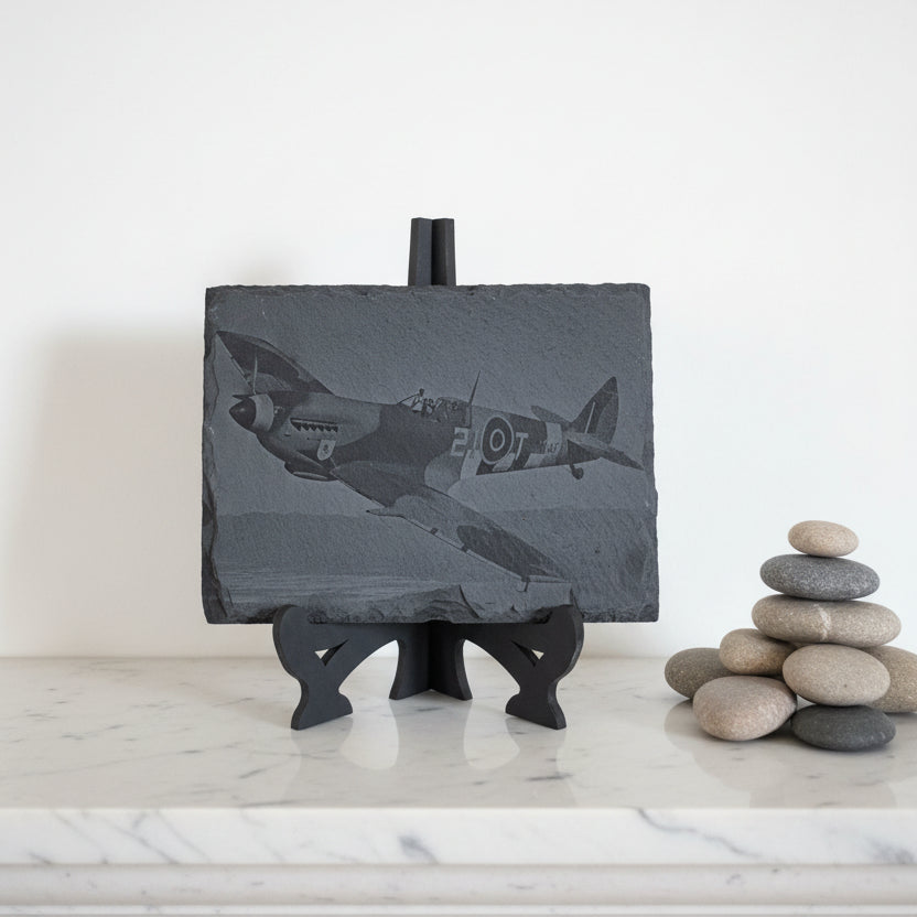 Slate, Lasered engraved, Spitfire.