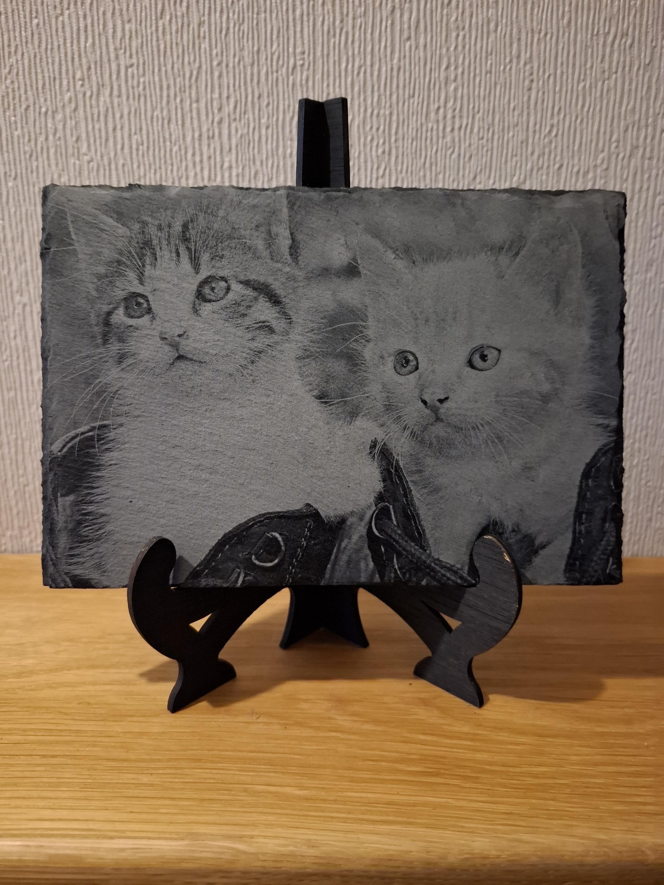 Slate, Lasered engraved.