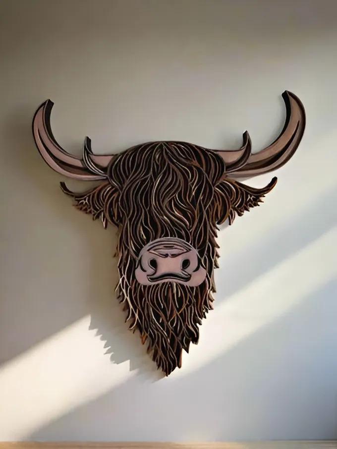 Highland cow Multi Layered laser cut wall art