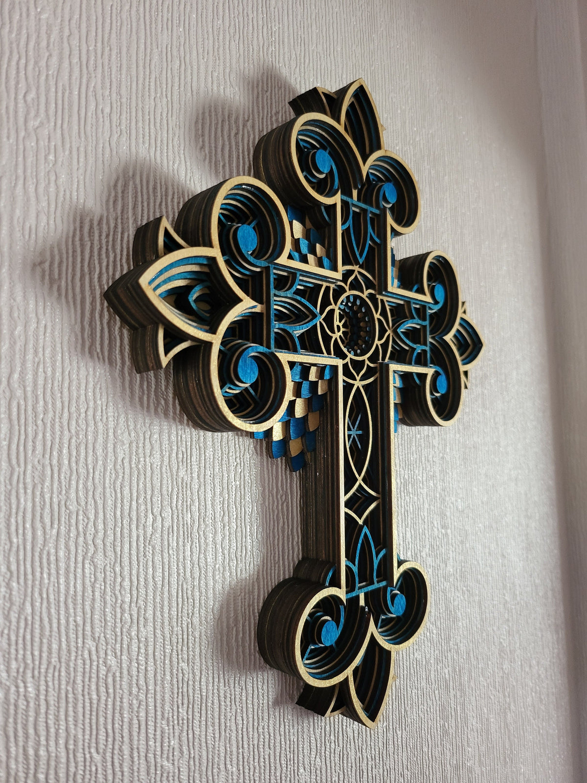 Multi Layered laser cut wall art Cross