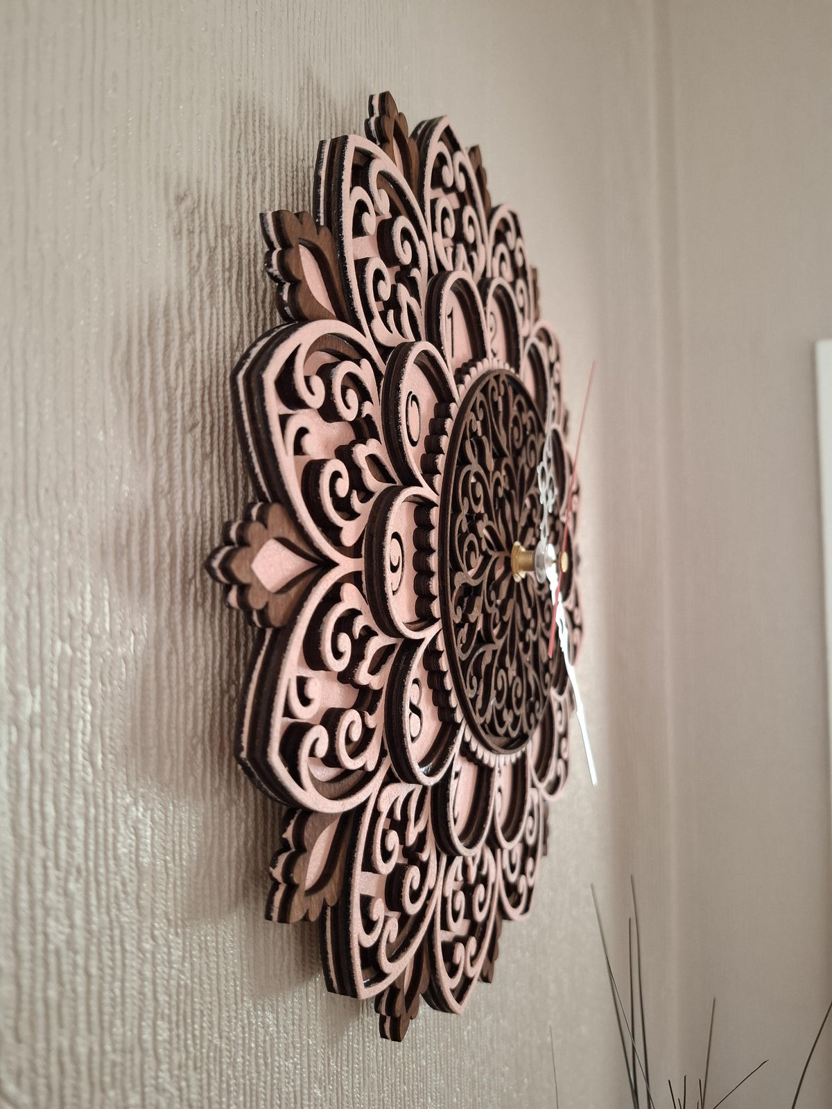 Multi layered laser cut wall art Clock.