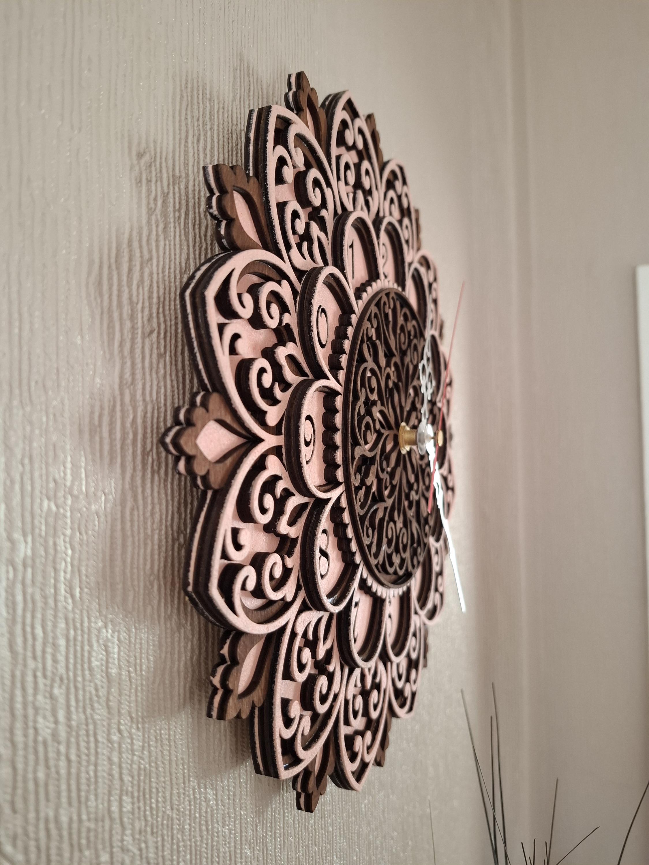Multi layered laser cut wall art Clock.