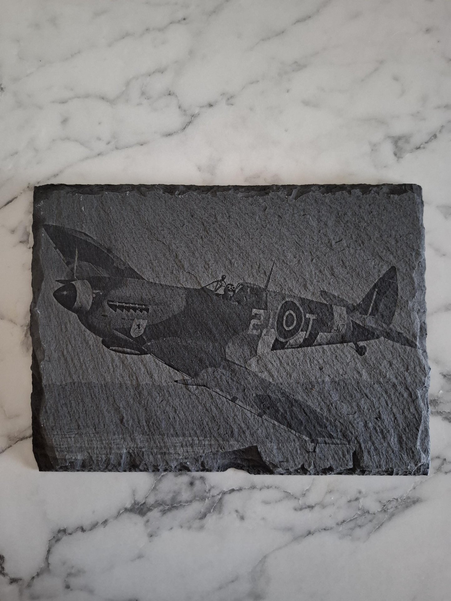 Slate, Lasered engraved, Spitfire.