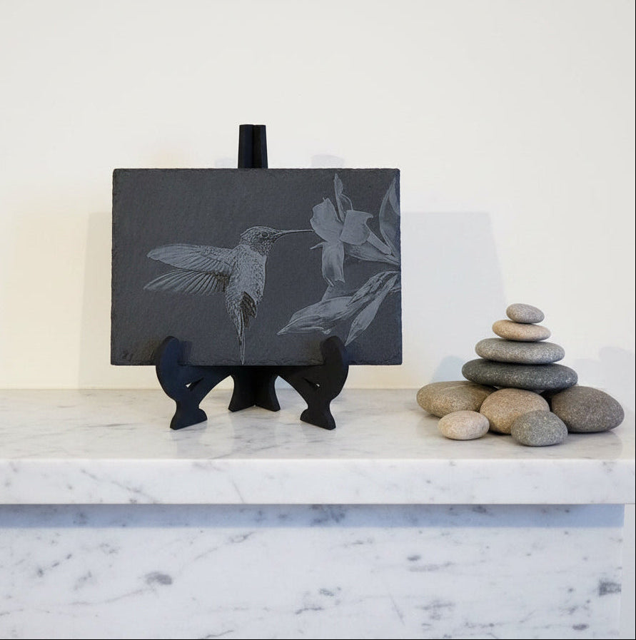 Slate, Lasered engraved, Humming bird,
