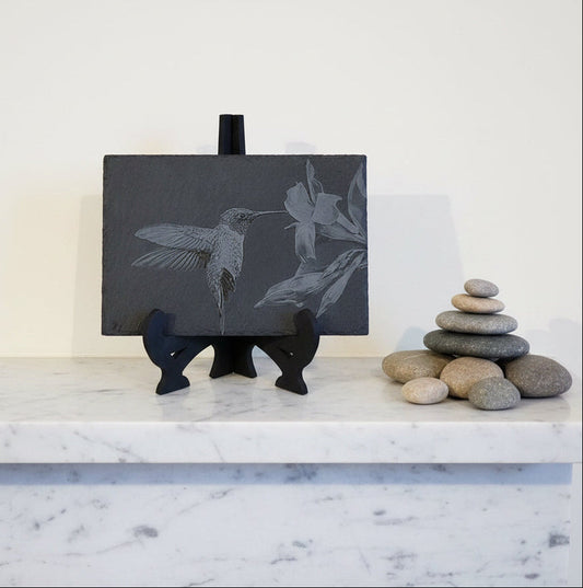 Slate, Lasered engraved, Humming bird,