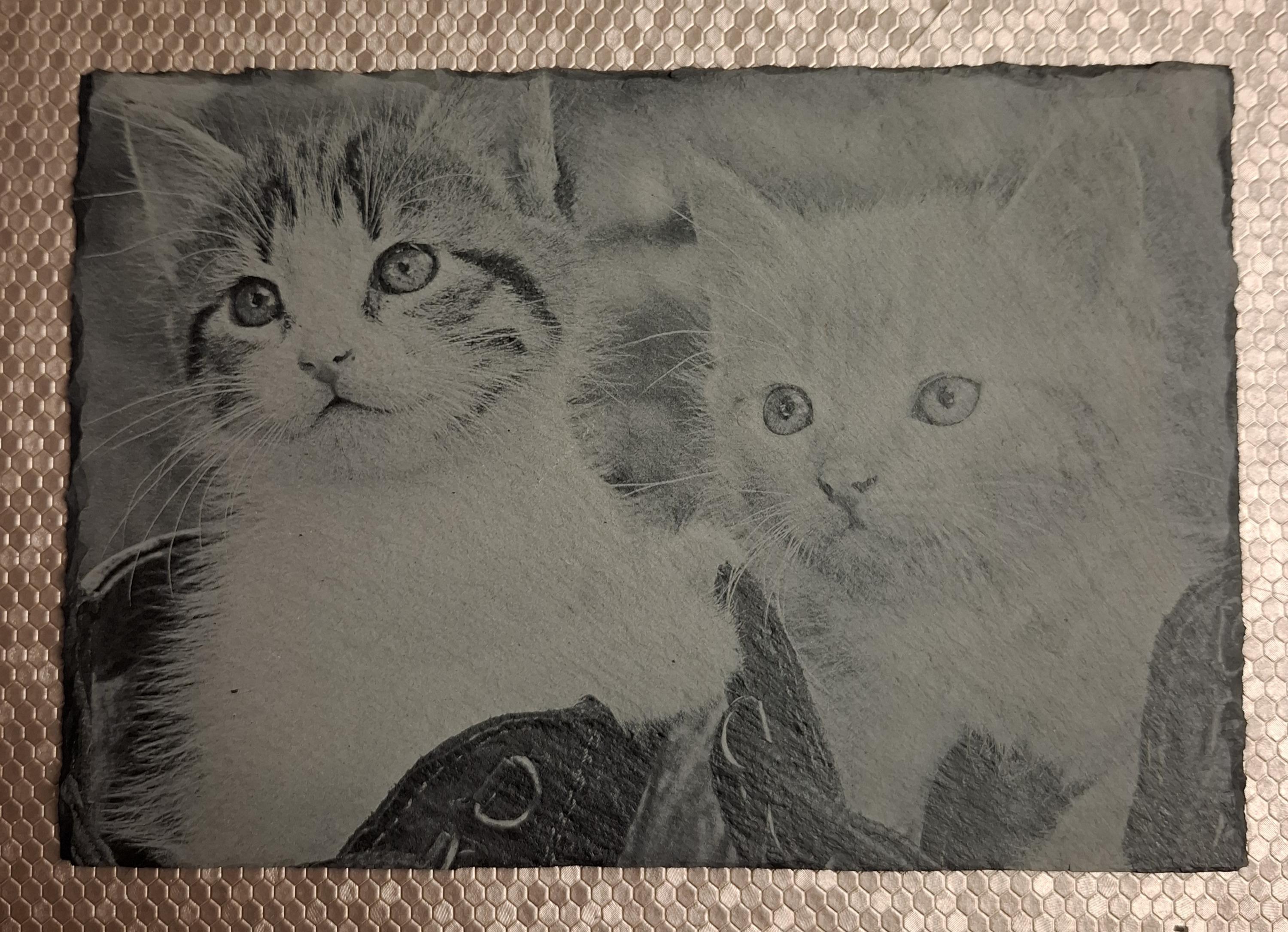 Slate, Lasered engraved.