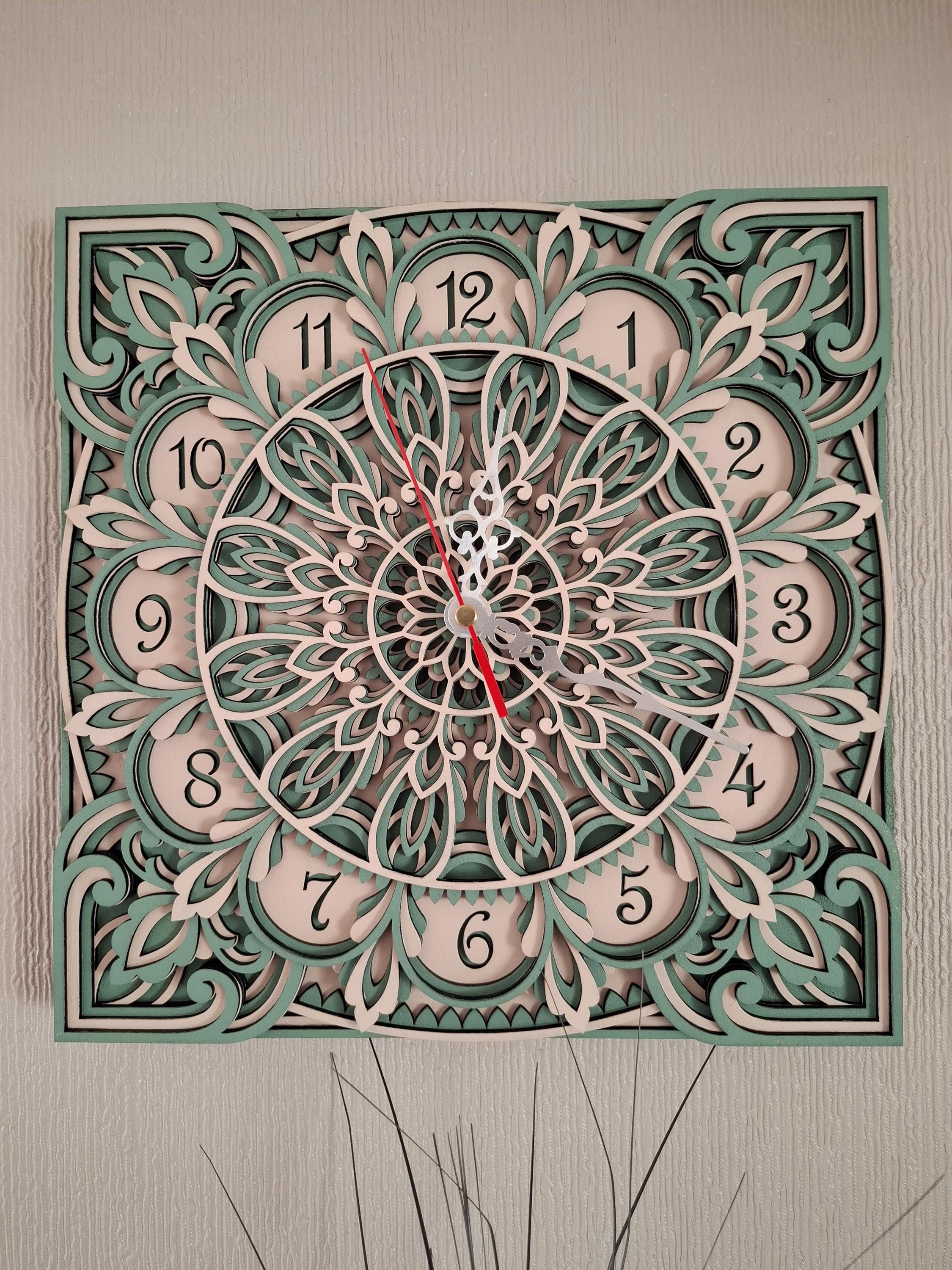 Multi layered laser cut wall art Clock.