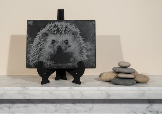 Charming laser-engraved hedgehog slate