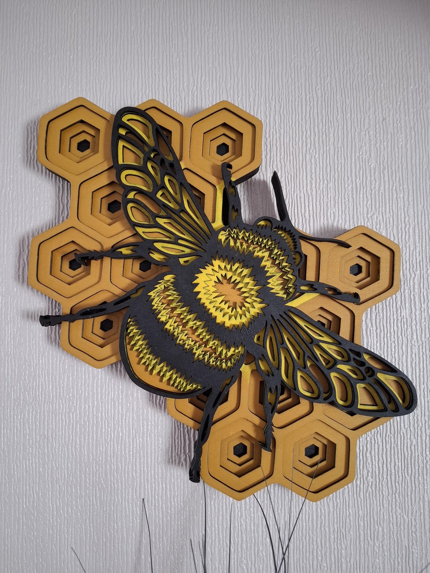 Multi layered laser cut wall art Bumble bee