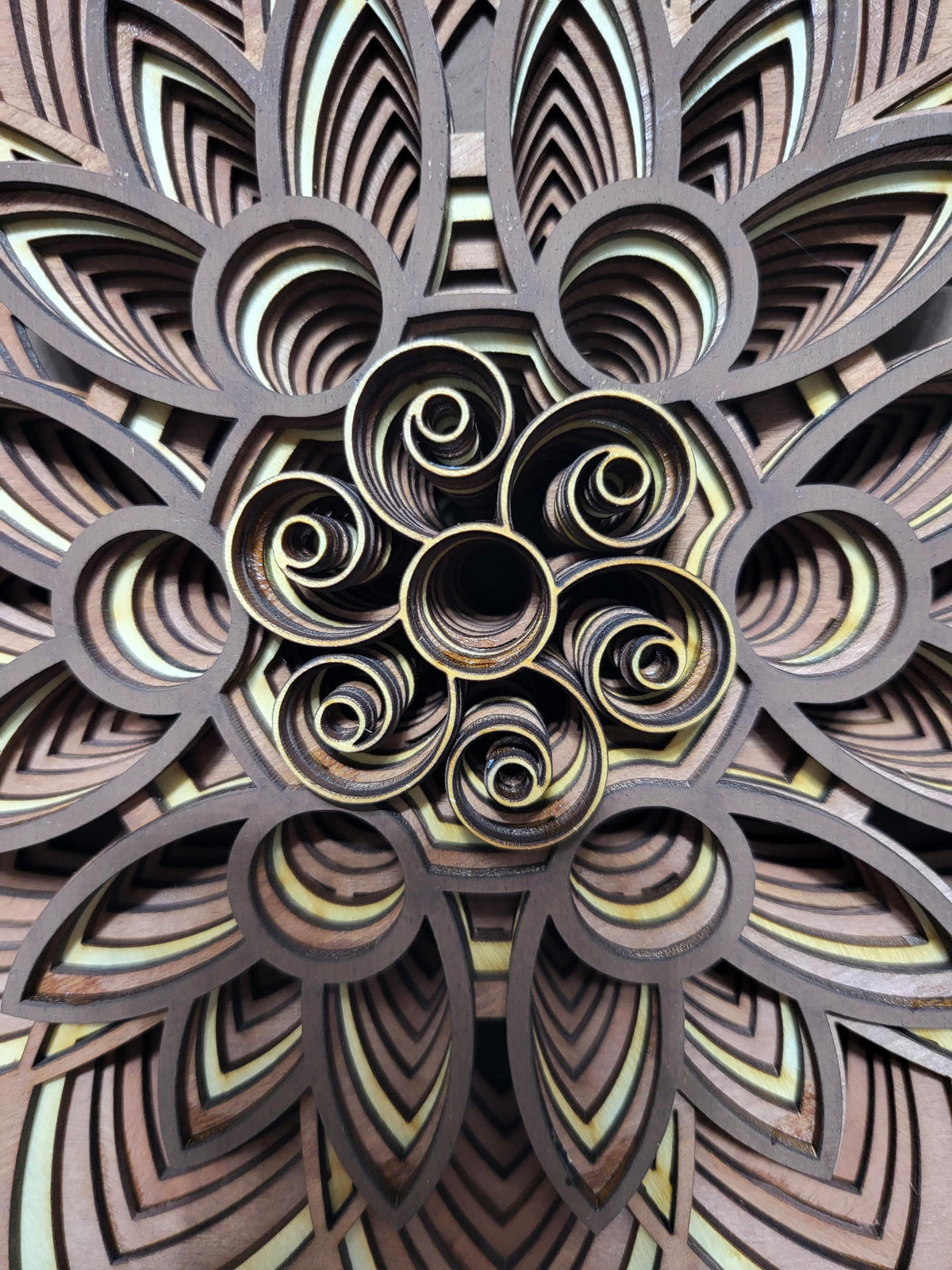 Multi layered laser cut wall art