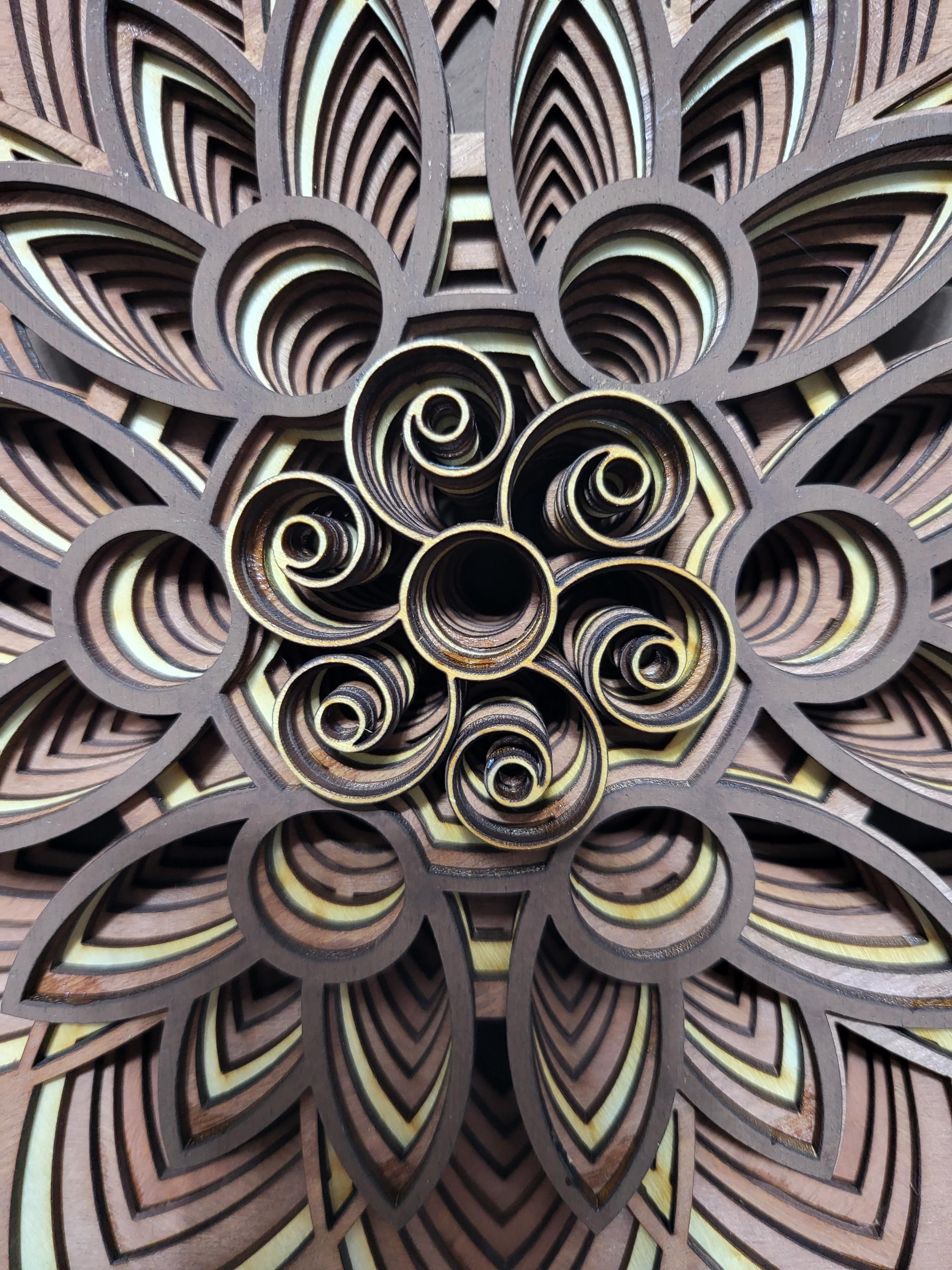 Multi layered laser cut wall art