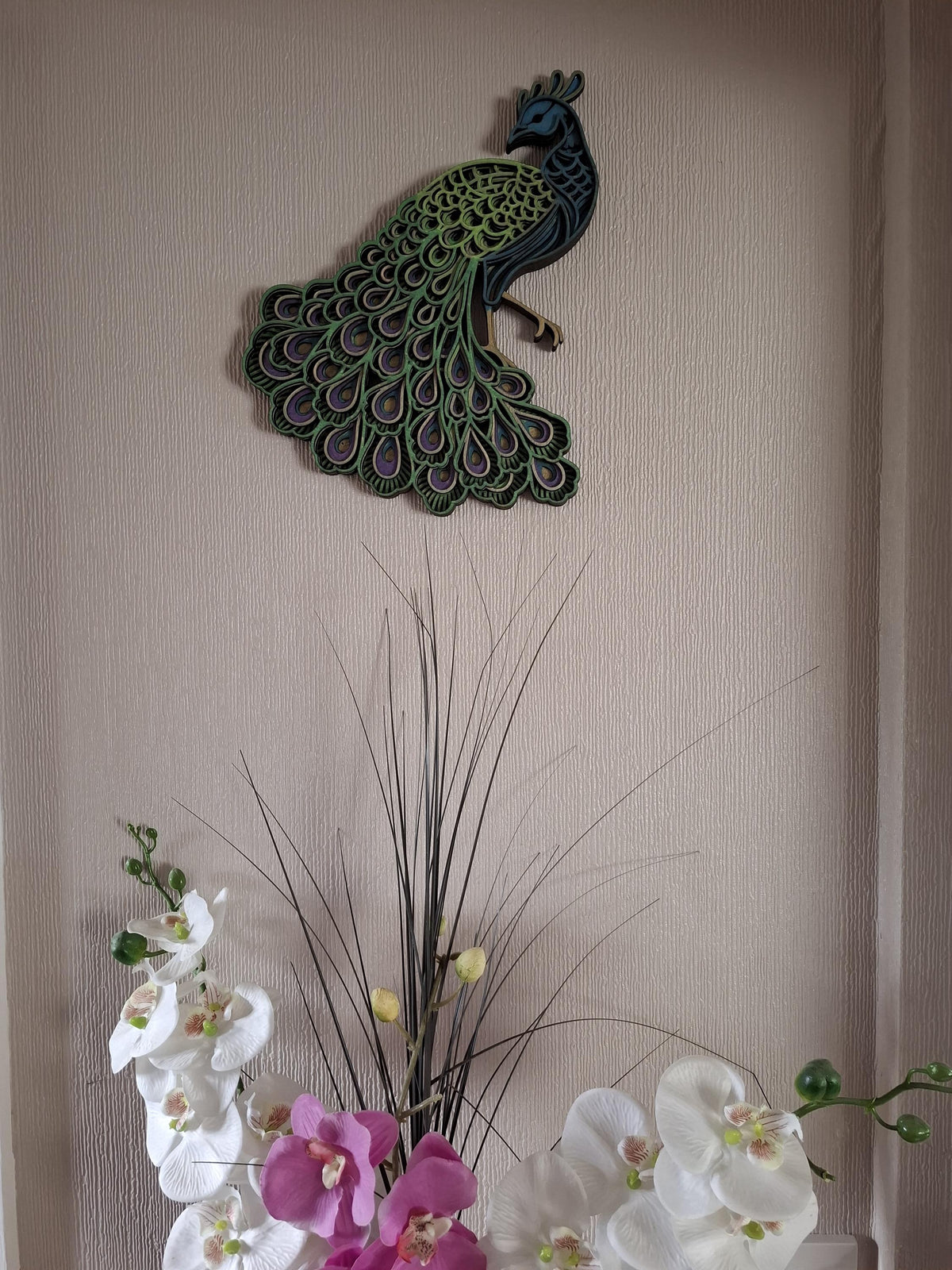 Multi Layered Peacock  laser cut wall art