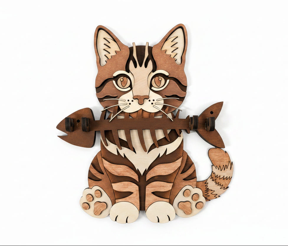 Tabby cat key hooks